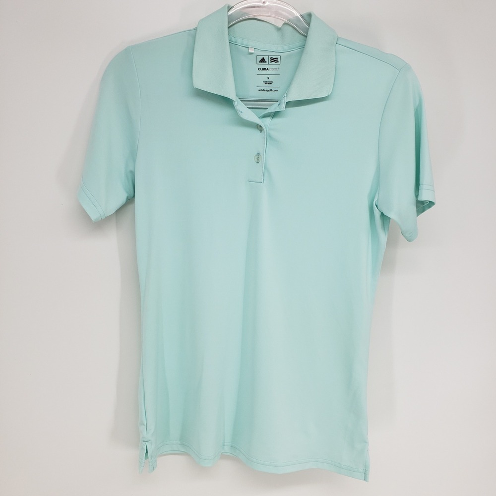 Adidas Golf Polo Shirt Womens Small Mint Green Aqua Short Sleeve Top Athletic